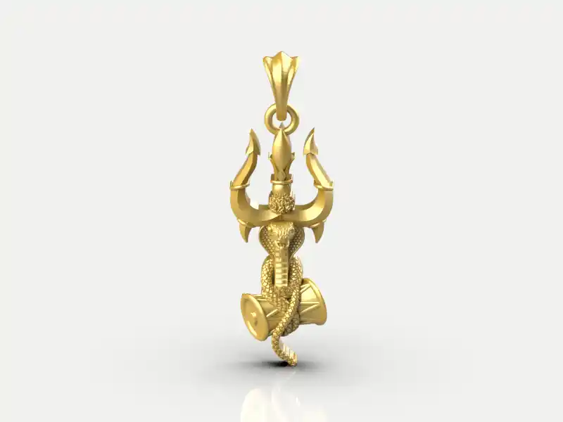 Trishul pendant cad file-3 