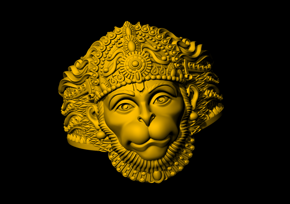 22K Gold Hanuman Pendant - PEN-312