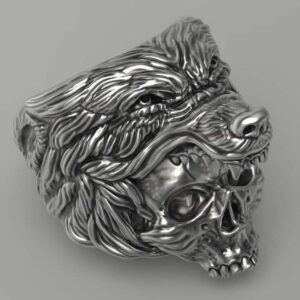 Wolf skull ring 3D-print model- pic- 1