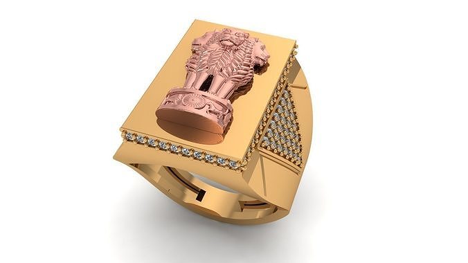 Exclusive Ashok Stambh Logo Design with Diamond Ring for Men RG-003 –  Rudraksh Art Jewellery