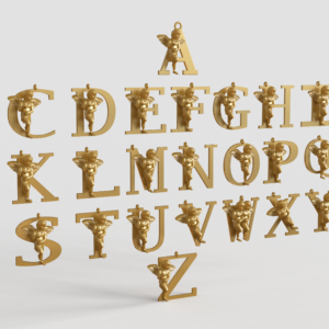 A to Z letter pendant 3D-print file- pic- 1
