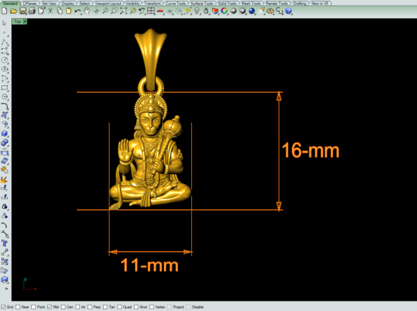 Hanumanji Pendant 3Dprint file-2 - Image 3